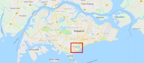 Reclaimed Land Changed Singapore's Waterfront - Google Map of Singapore, marked up by I Labzin